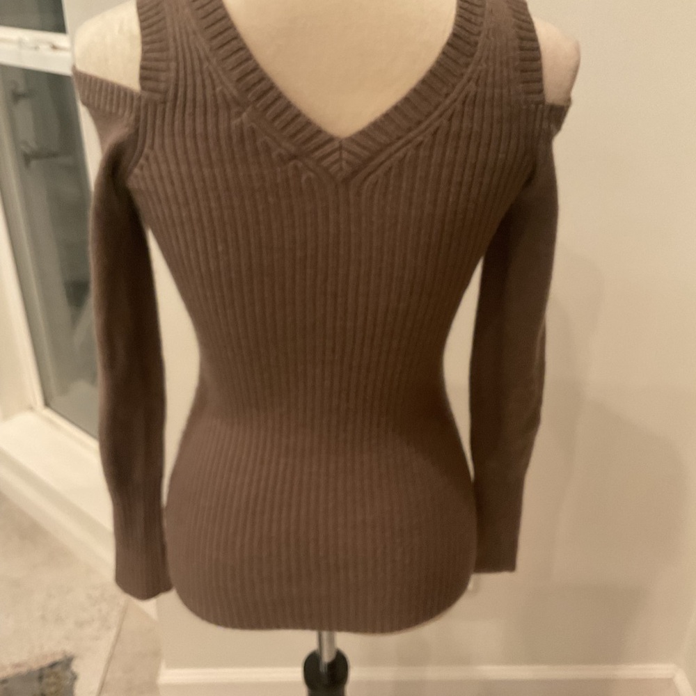 Guess Brown Off-the-Shoulder Sweater with Rhinestones - Picture 9 of 14
